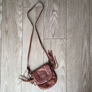 Lucky Brand Leather Tassle Cross Body Bag